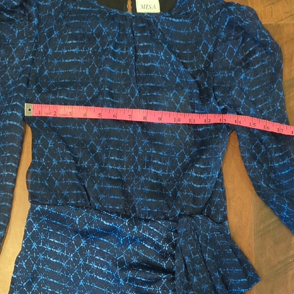 NWT Misa Los Angeles Elegant Cobalt Blue Geometric Patterned Dress, US XS - Picture 6 of 7